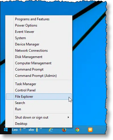 File Explorer on Windows 8.1 Start Menu