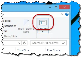 File Explorer Options Button