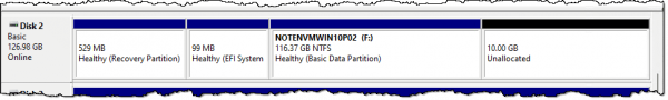 Partitions on a hard disk.
