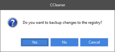 CCleaner Backup Registry
