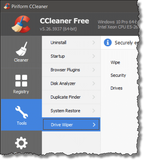 CCleaner Other Tools