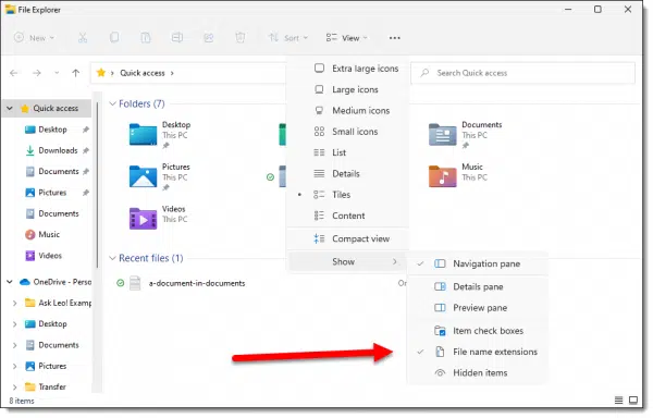 Windows 11 and File Extensions.