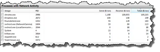 Processes with Network Activity