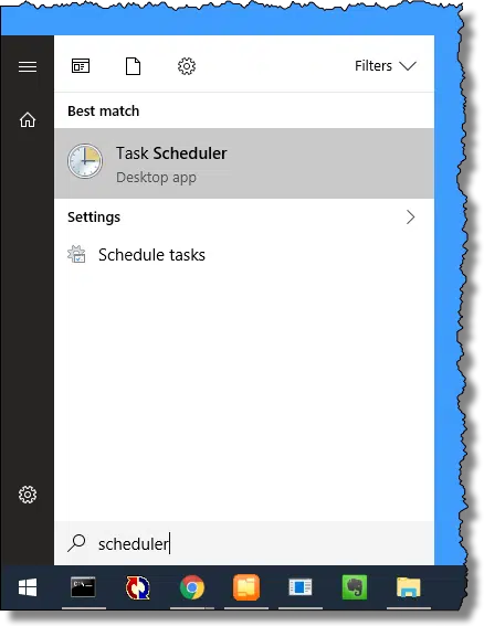Task Scheduler in the Windows 10 Start menu