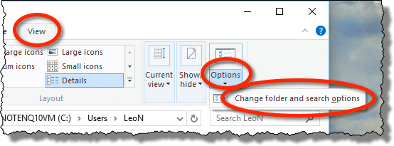 Windows 10 View Options
