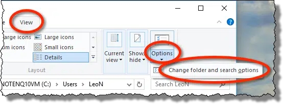 Windows 10 View Options