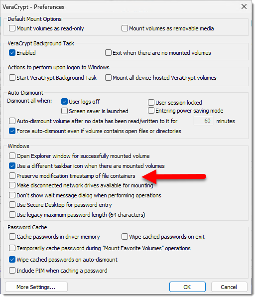 VeraCrypt Preferences