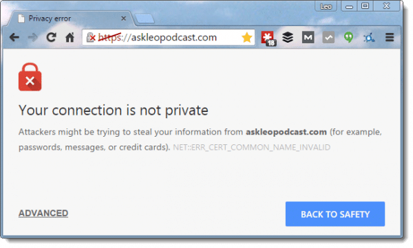 Certificate Error in Chrome