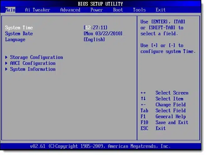 A BIOS Screen