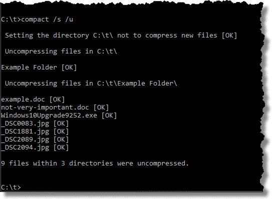 Uncompressing files in the command line