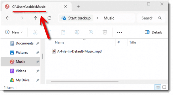 A file in the default Music folder.