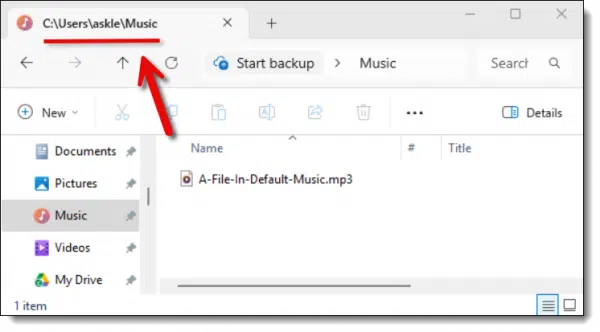 A file in the default Music folder.