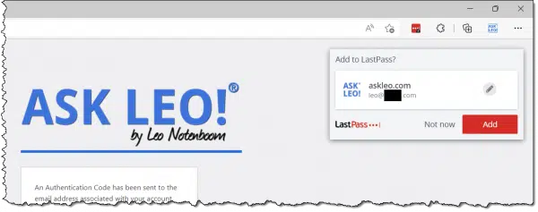 Add to LastPass?