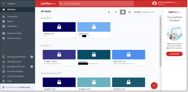 A LastPass vault.