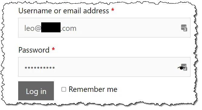 Ask Leo! Sign-in, autofilled by LastPass.