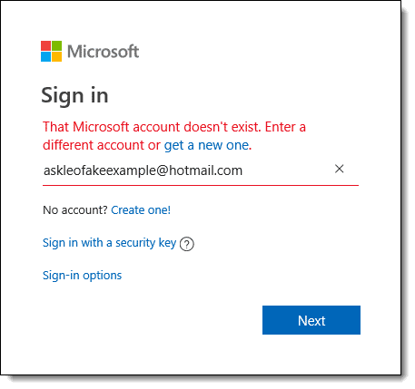 A Microsoft account doesn't exist