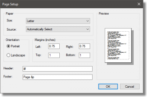 Page Setup Dialog (Notepad)