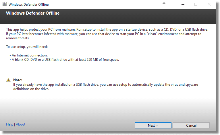 Windows Defender Offline Creation Tool
