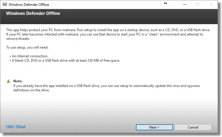 Windows Defender Offline Creation Tool