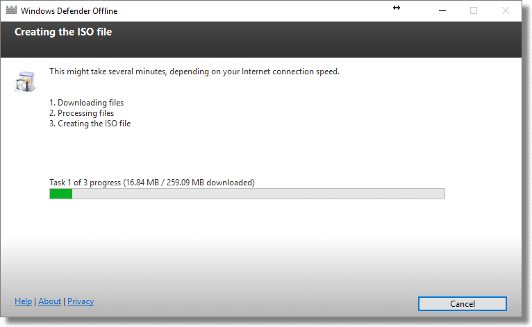 Windows Defender Offline Creation Tool - Creating ISO