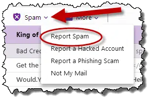 Reporting Spam on Yahoo!