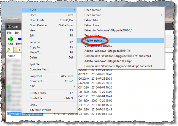 7zip - Add to Archive...