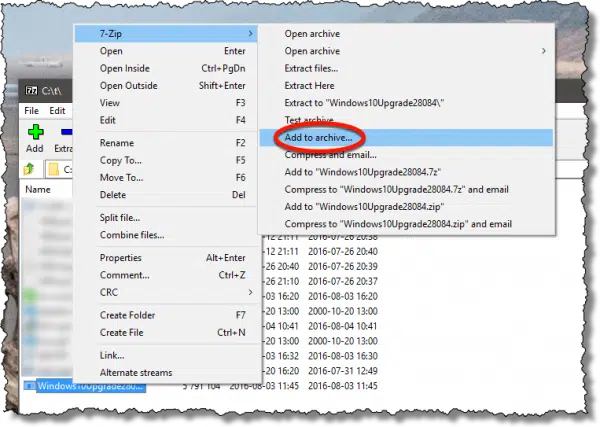 7zip - Add to Archive...