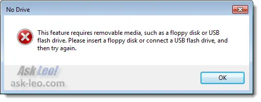 Error Creating Password Reset Disk