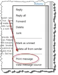 Actions drop down, showing Print