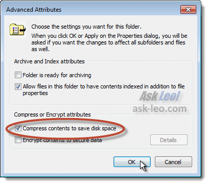 Folder Properties Advanced Highlighting Compression Option