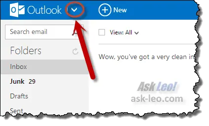Outlook.com's downarrow