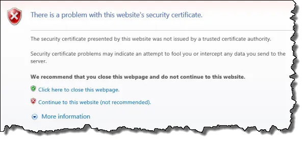 IE Certificate Error