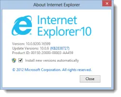 IE10 About Box