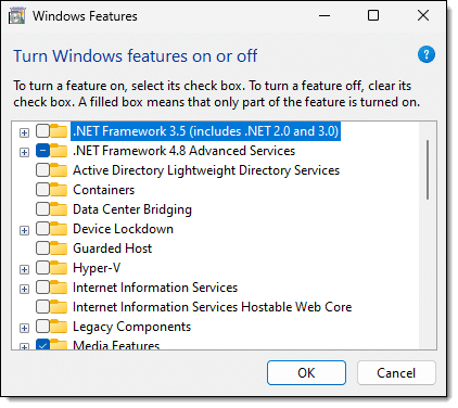 More Windows features.