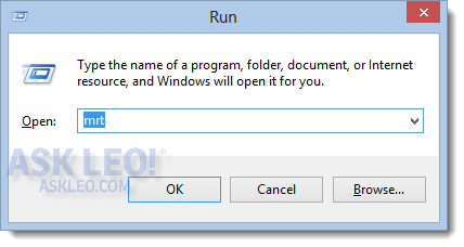 Run dialog with MRT entered