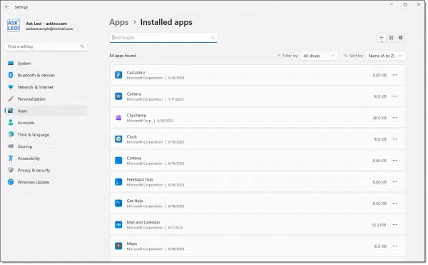 Settings -> Apps -> Installed Apps