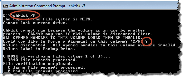 CHKDSK in CMD