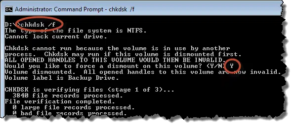 CHKDSK in CMD