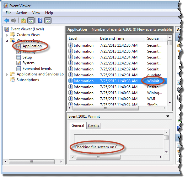 CHKDSK in Event Viewer
