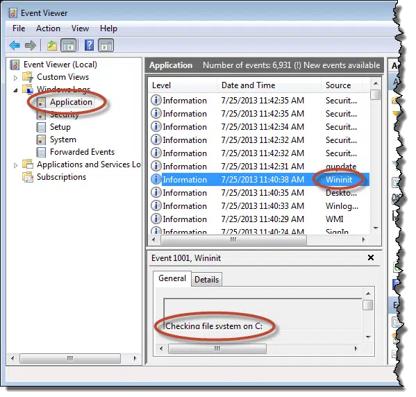 CHKDSK in Event Viewer