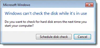 CHKDSK System Drive