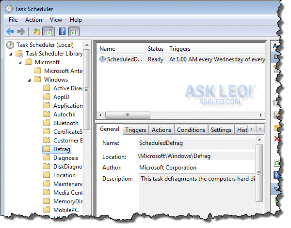 Defrag in Task Scheduler