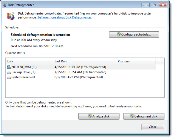 Windows Defragmenting Tool