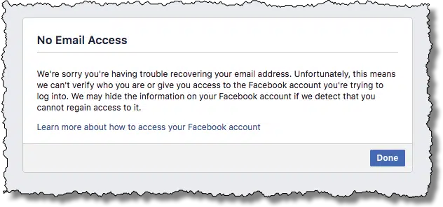 Facebook - No email access