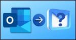 Conceptual: Outlook icon, arrow, generic email icon.