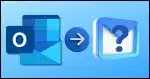 Conceptual: Outlook icon, arrow, generic email icon.