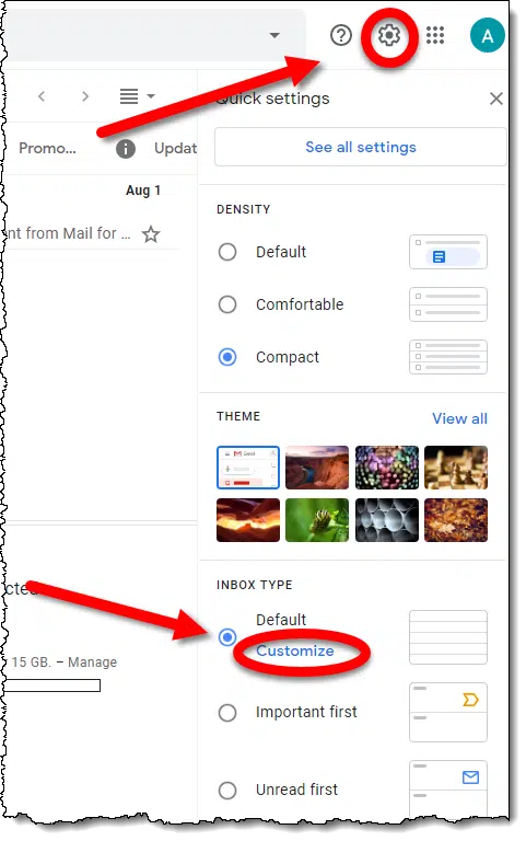 Gmail inbox settings