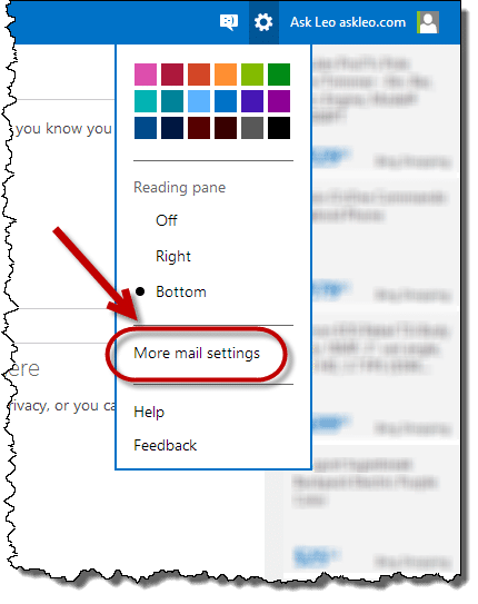 More mail settings link
