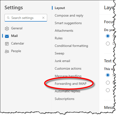 Outlook.com Forwarding and IMAP