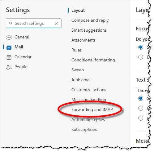 Outlook.com Forwarding and IMAP